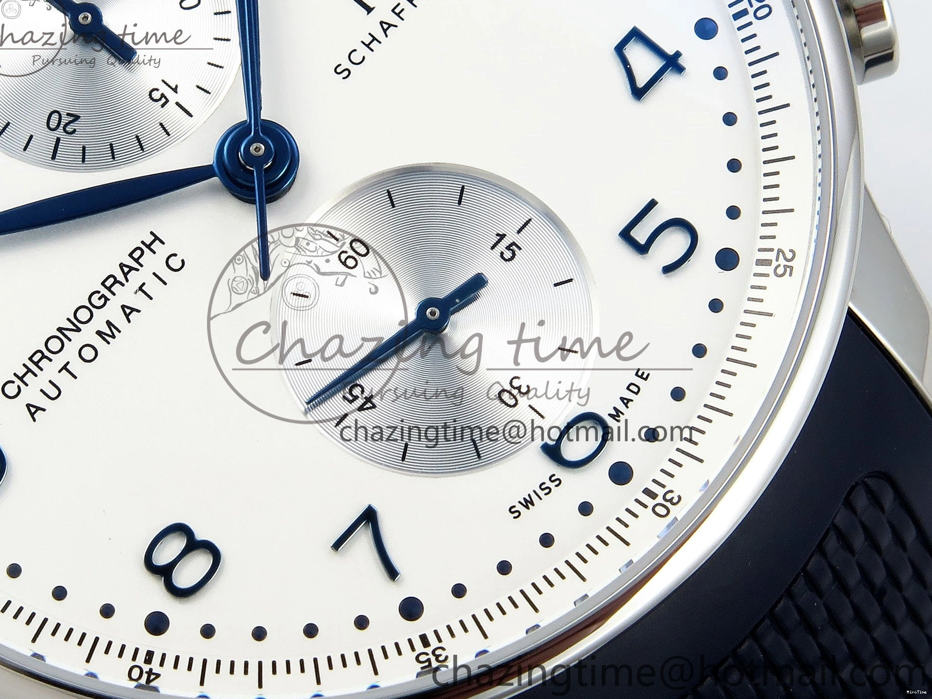 MIROTIME 0412 Casual Portuguese Chrono IW3716 Z+F 1:1 Best Edition White Dial on Blue Rubber Strap A 7016